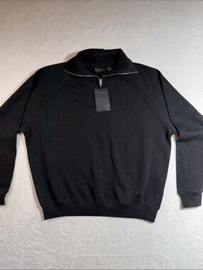 Pull&Bear Black Label Men's Black Half-Zip Sweater
